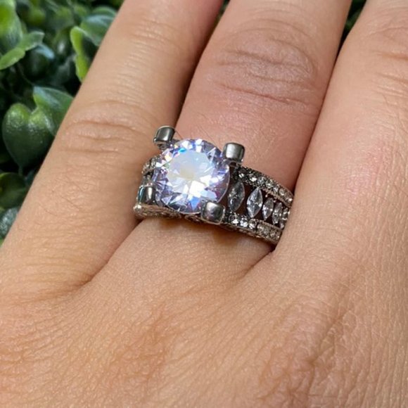 *NEW 925 Silver Round&Marquis Diamond Band Ring - Picture 3 of 3